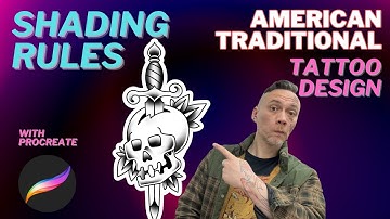 How to Shade American Traditional Tattoos in Procreate | Black Shading for Bold Tattoo Flash