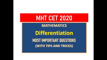 MHT CET 2020 -  Differentiation Very very Important MCQ  Questions