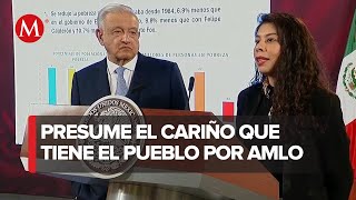 AMLO pasa al podio a Erika de la Luz, una integrante de la Ayudantía