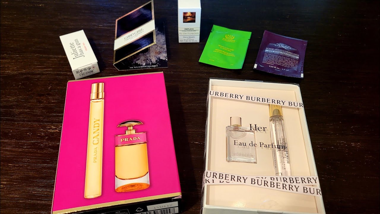 Sephora mini perfume gift sets Prada Candy & Burberry Her - YouTube