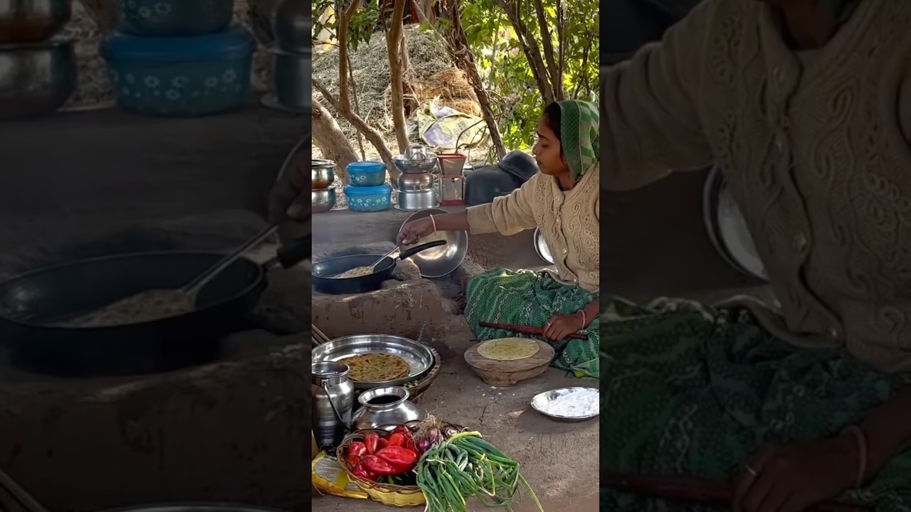 Methi thepla and dahi fry | Village Cooking #cooking  #food