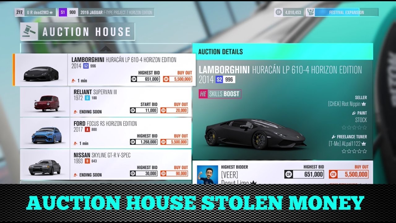 FORZA HORIZON 5 CREDITS Auction House Trade for XBOX Windows 10