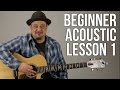 Beginner acoustic lesson 1  your very first guitar lesson e minor  asus2