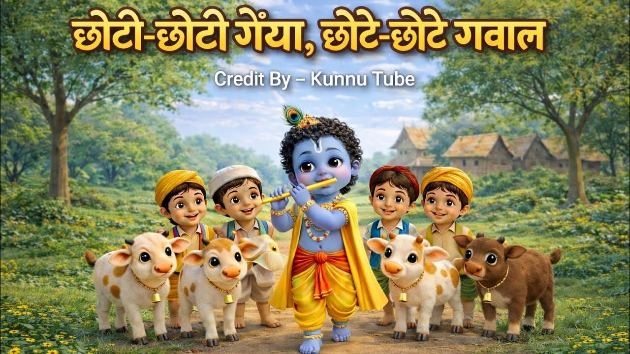 छोटी-छोटी गैया | Choti Choti Gaiya | Krishna Kids Song | Hindi Rhymes | Kunnu Tube
