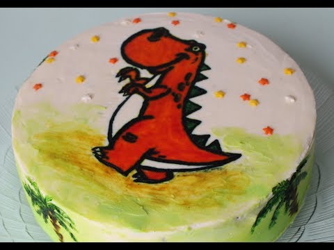 Шоколадный торт с динозавром, нежный и вкусный!