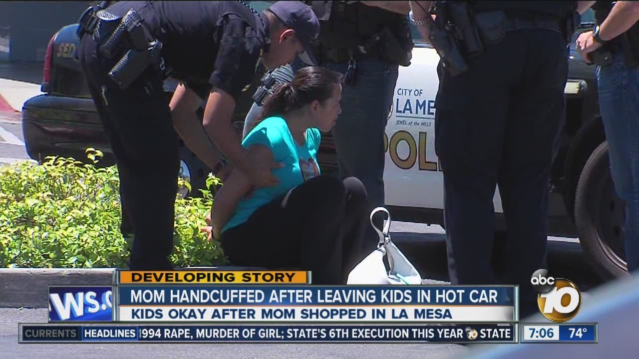 Mom Handcuffed After Leaving Kids In Hot Car - YouTube