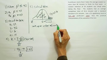 Hypothesis Testing: claims about the mean, example 2