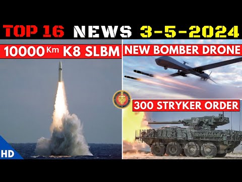 Indian Defence Updates : 10,000 Km K8 SLBM,300 Stryker Order,New Bomber Drone,XLUUV Fast Tracked