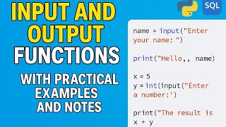 Input and output functions in python with practical examples and notes