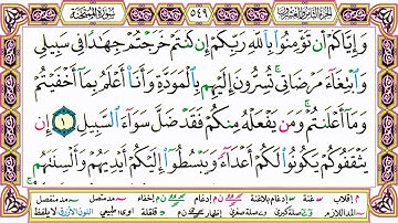 القرآن الكريم مقسم صفحات | الشيخ حاتم فريد | سورة الممتحنة | صفحة 549 مكتوبة | مصحف التجويد الملون