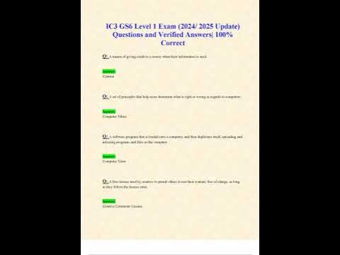 IC3 GS6 LEVEL 1 EXAM 2024 2025 UPDATE QUESTIONS AND VERIFIED ANSWERS
