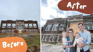 2 YEARS (in 7 minutes)  TURNING AN OLD SCHOOL into OUR HOUSE