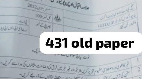 431 past paper! aiou course code 431 paper pattern smestr Autumn 2022#431