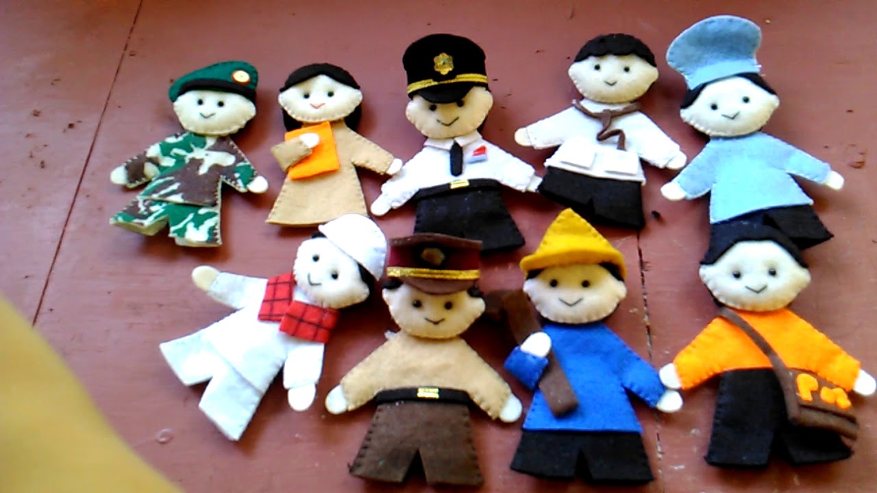 Boneka jari profesi omah flanel - YouTube