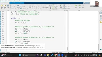Método de Runge-Kutta 4to orden en Matlab (3 de 3 métodos)