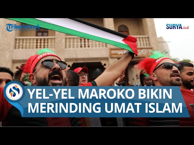 BIKIN MERINDING UMAT ISLAM, Begini Yel-yel Suporter Maroko untuk Palestina di Piala Dunia 2022 class=