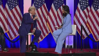 Trump speaks at a Wisconsin town hall while Harris and Walz are interviewed by CNN