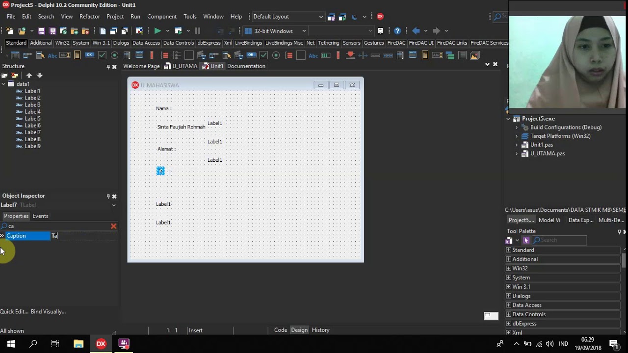 Tutorial Membuat Form dengan Aplikasi Delphi CE Embarcadero - YouTube