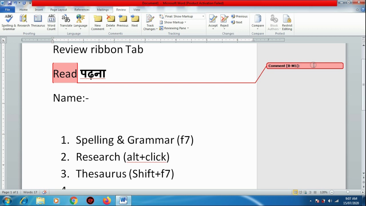 Ms Word Review Ribbon Tab - YouTube