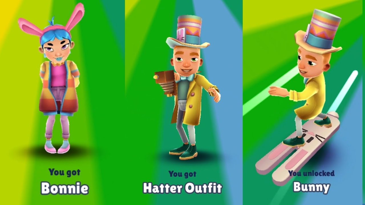 Subway Surfers Oxford Unlocking Bonnie, Hatter Outfit & Bunny