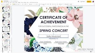 Recital Kit for Google Slides™: Invitations, Programs, Certificates {Flowers}
