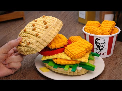 EXTREME CRISPY LEGO KFC Nugget Burger Challenge!