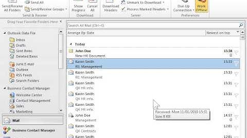 Outlook 2010 Switch between Working Offline and Working Online