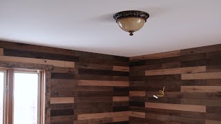 How to install a rustic wood plank accent wall for beginners  The Family Room Remodel Part 17