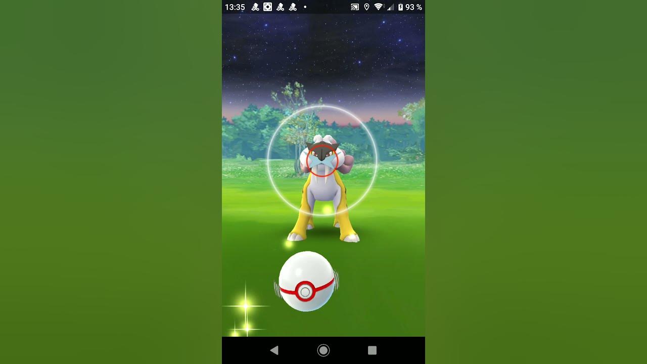 Pokémon Go Defeating and capturing a 3star Raikou remotely with