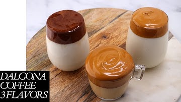 3 different Dalgona Coffee Flavors