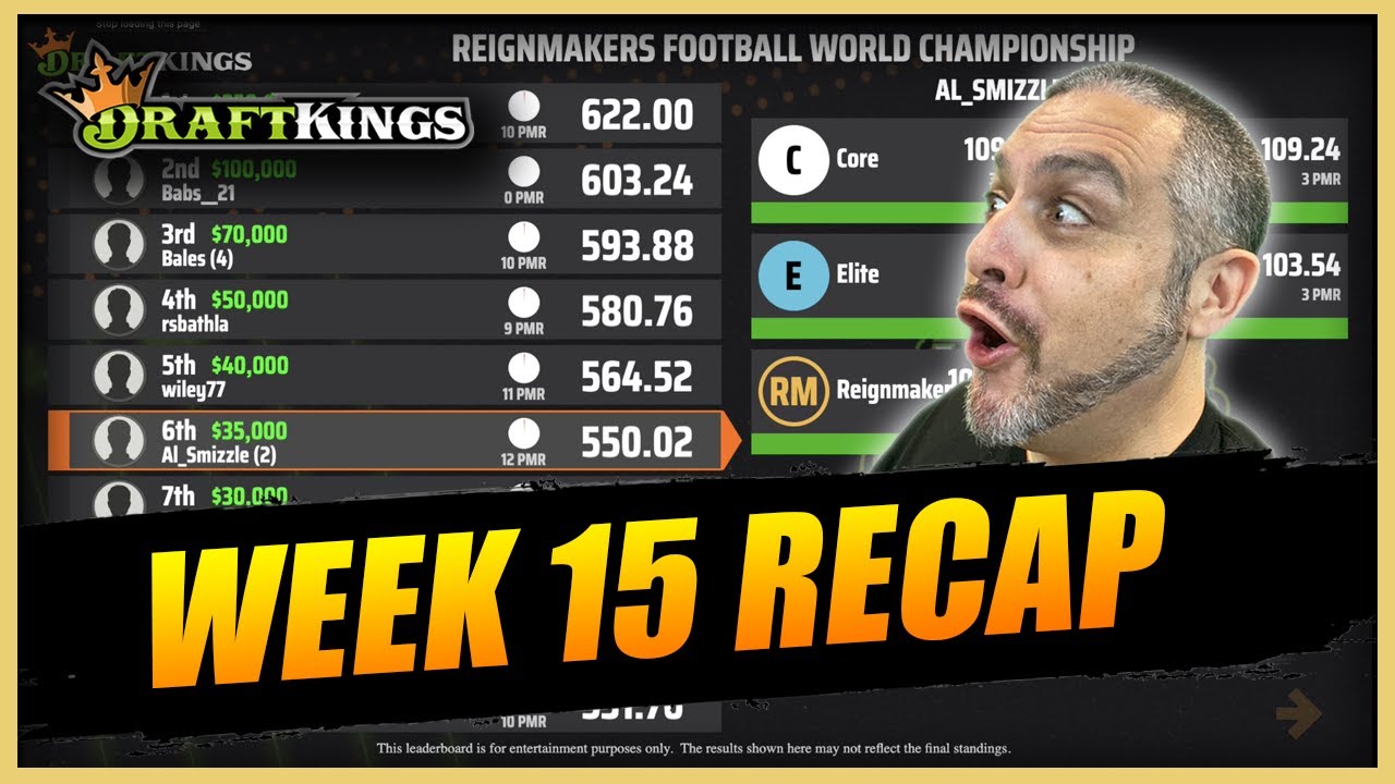 DRAFTKINGS NFL DFS Week 15 Fantasy Football Recap - YouTube