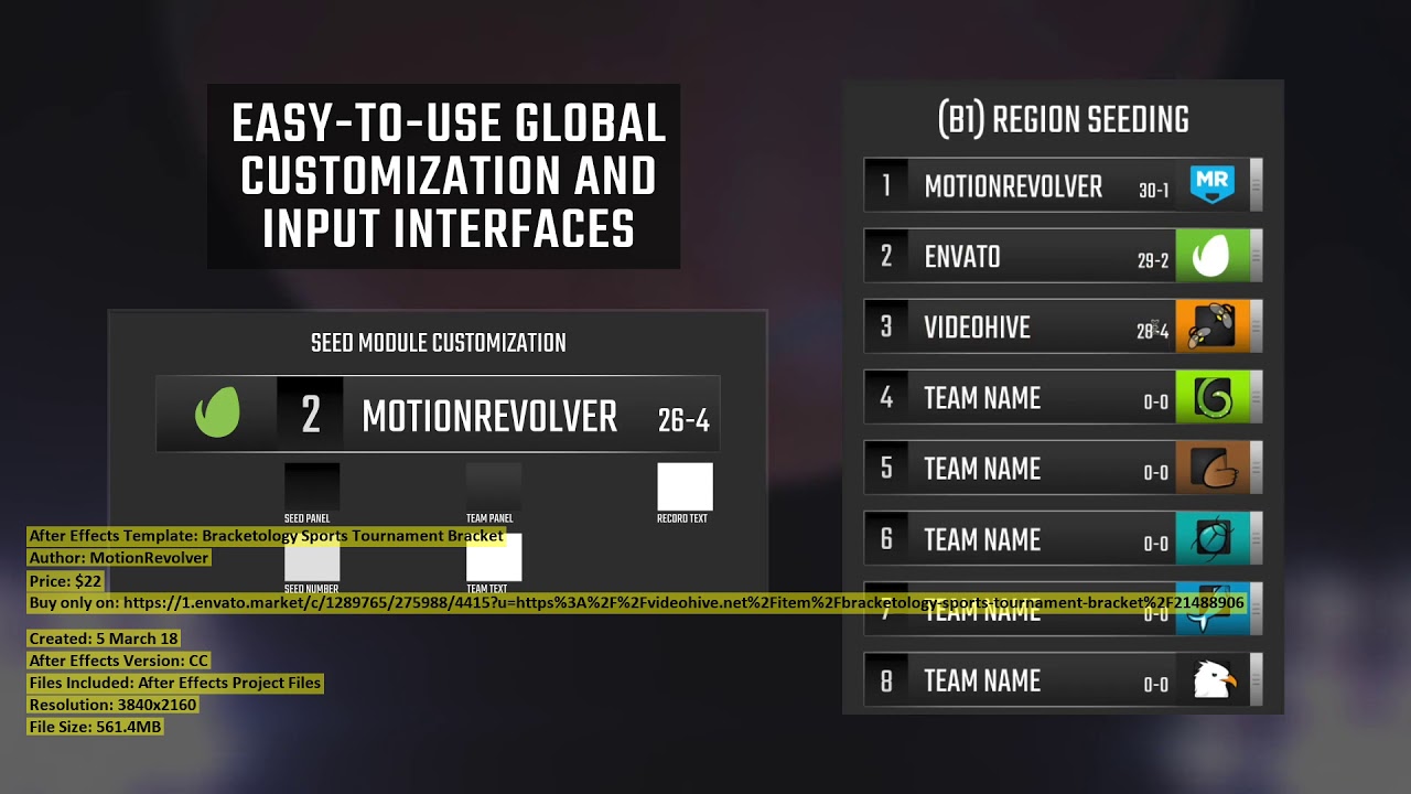 Bracketology Sports Tournament Bracket After Effects Template