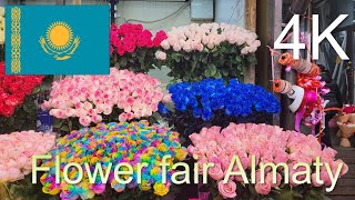 Almaty. Flower fair on the eve of March 8th. Tastak