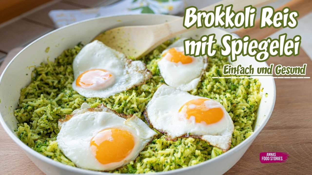 Brokkoli Reis Pfanne mit Spiegelei - gesund - einfach und lecker Mittagessen Rezept - vegetarisch