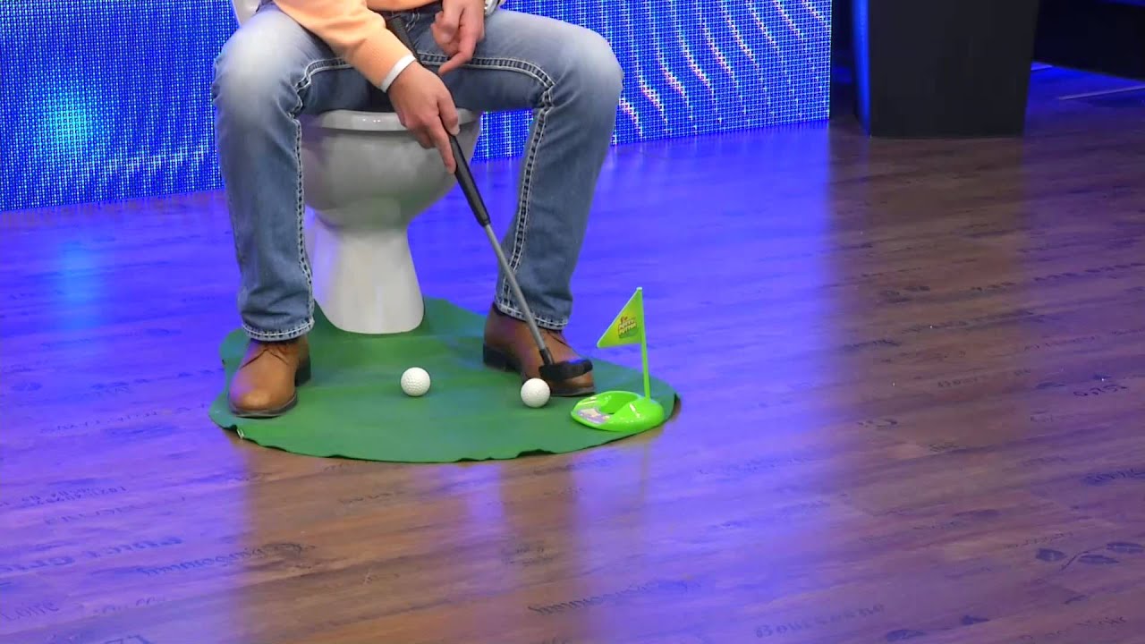 Mini WC Golf Set - Miniatur Klogolf Minigolf mit Golfschläger für Toilette  & Klo