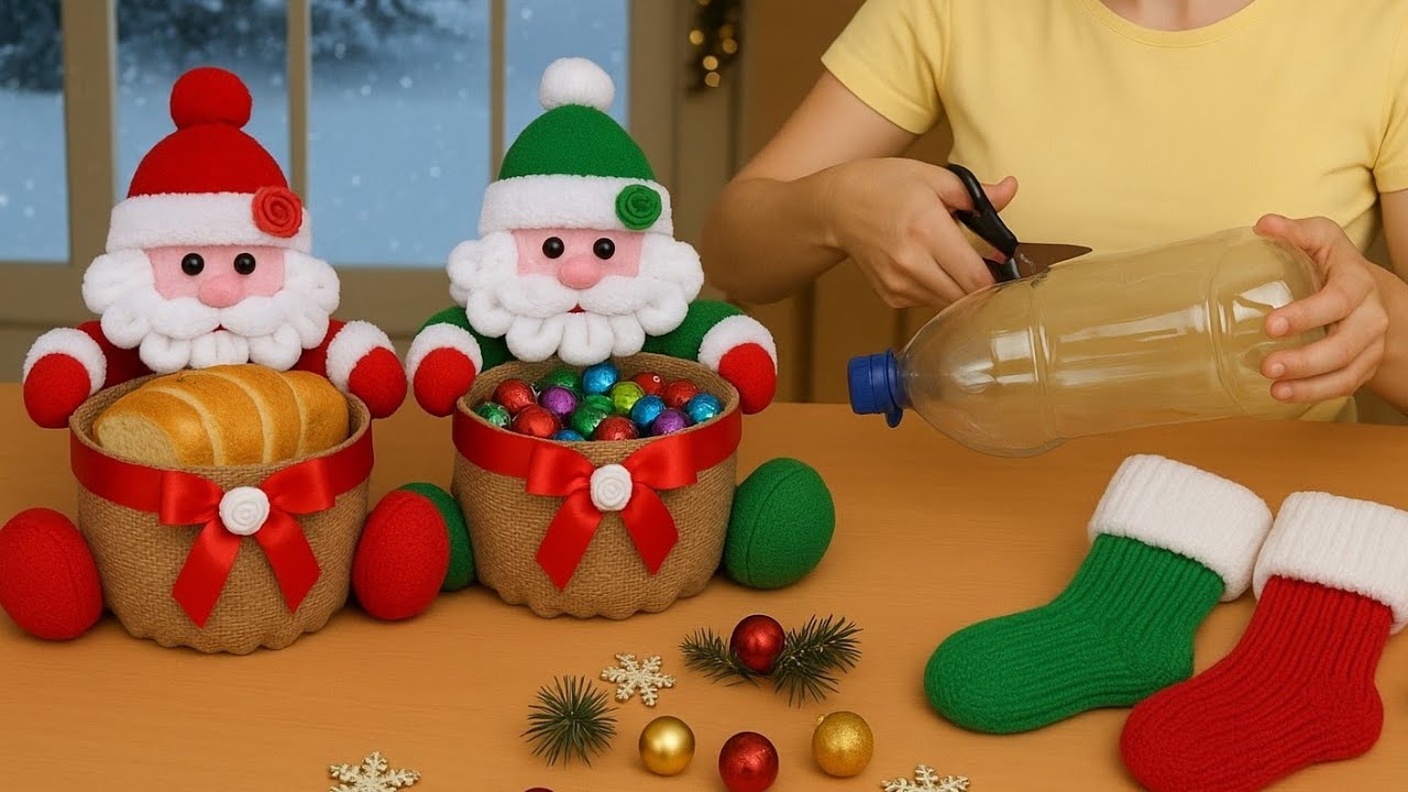 😍Отличная корзина для Рождества/🎄Изготовление корзины Санта-Клауса