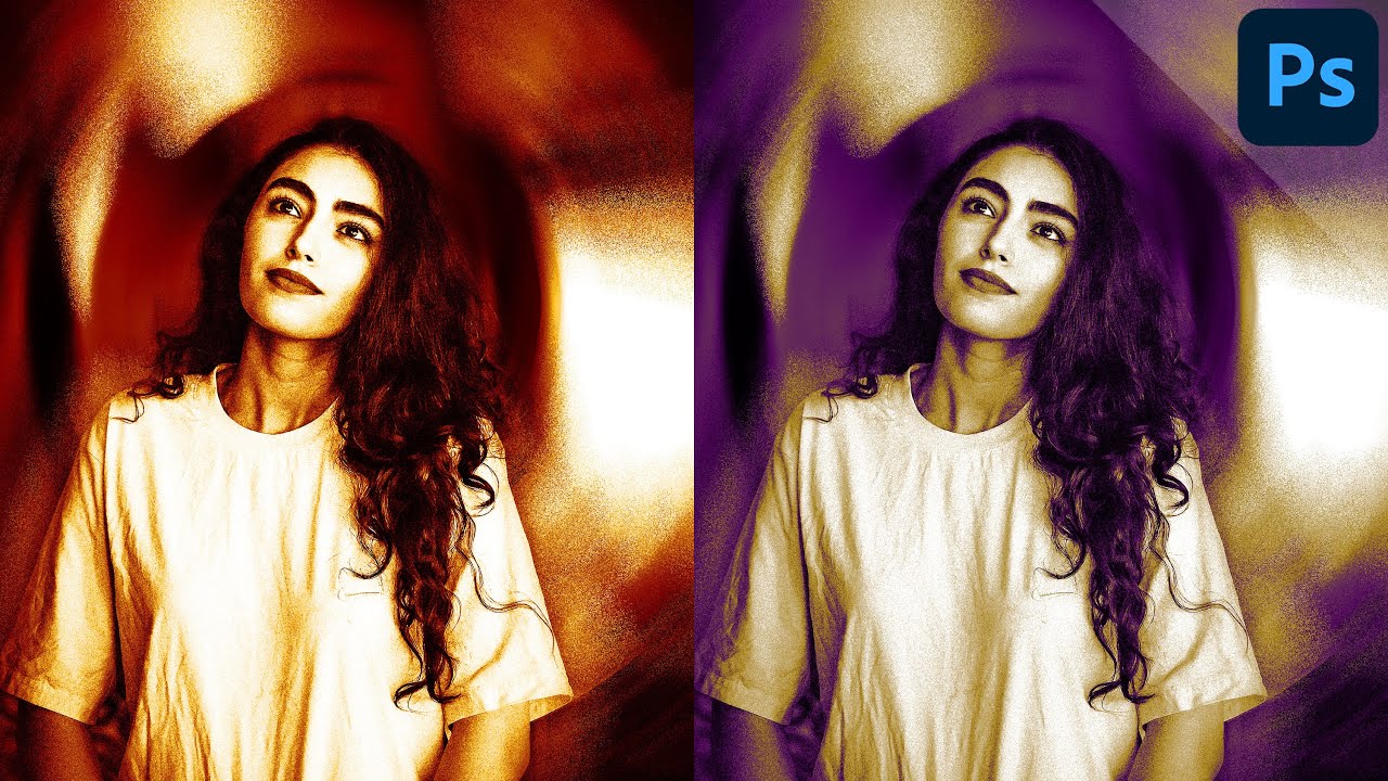 Grainy gradient portrait with spin blur | PHOTOSHOP TUTORIAL - YouTube
