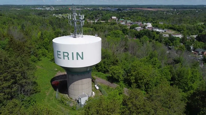 Erin Water Tower Town Dolly Out WS 4K