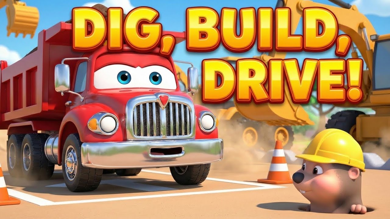 Learn Construction Vehicles 🚜 Dig, Build, Drive! 🏗️ Wheels on the Bus Melody | Trucks for Kids