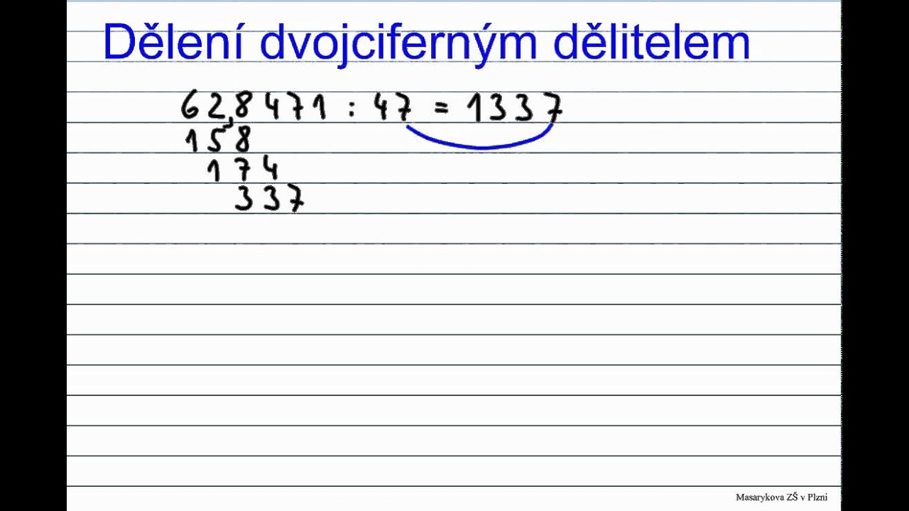 Dělení dvojciferným dělitelem - př. 3 - YouTube