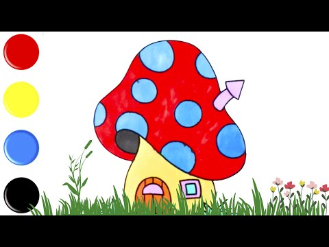 Pilzhaus | Zeichnen und Ausmalen | Farben Lernen | Tiernamen Lernen | Deutsch und Englisch Lernen