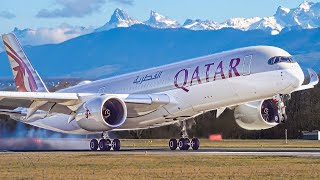 SPECTACULAR CLOSE-UP Plane Spotting at Geneva Airport - Noon Rush | A350, A330, A321neo... |