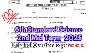 6th Science Second Mid Term 2025 Question Paper