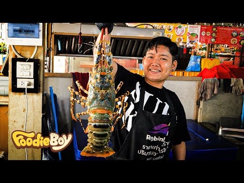 Giant Rainbow Lobster in Bangkok Night Market - Thai Street Food