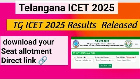 TG Icet 2025 result Released || Telangana Icet 2025 Results || icet 2025 Results download link