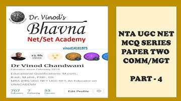 UGC NET-MCQ SERIES PAPER TWO (COMM & MGT.) PART FOUR.
