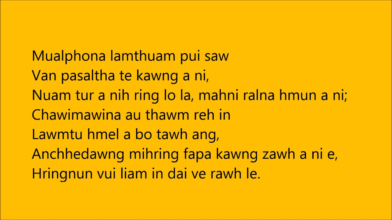 (Mizo Karaoke Piano Version) DAI VE RAWH LE by Super Trio