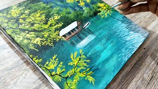 A beautiful landscape painting idea | Acrylic painting for beginners step by step