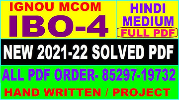 ibo 4 solved assignment 2021-22 / ibo 4 solved assignment in hindi / ignou ibo 4 pdf
