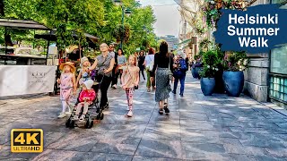 Summer Walk in Helsinki City Center 🇫🇮 4K Walk in Finland